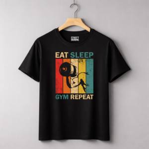 Eat Sleep Gym Repeat – Design ID:25945395 Black