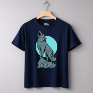 Wolf Roaring On The Moon - Design ID:66334571 Blue